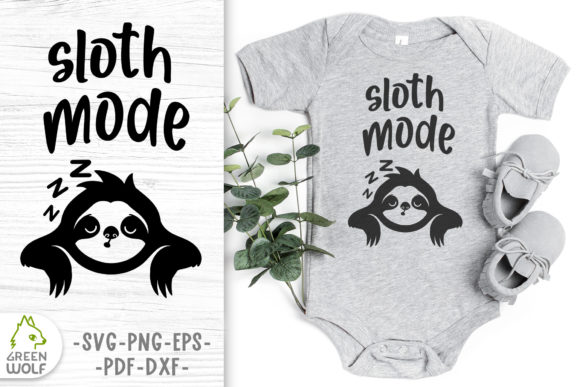 Baby Bodysuit SVG Design with Sloth: Crafts & Graphics