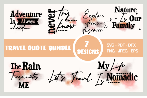 Travel Quote Bundle: Graphics for Crafts and Content